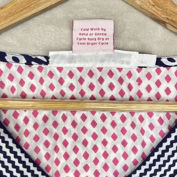 Gretchen Scott Designs Top Women Med Geo Print Split Neck Tunic Boho Art Deco - Picture 8 of 13